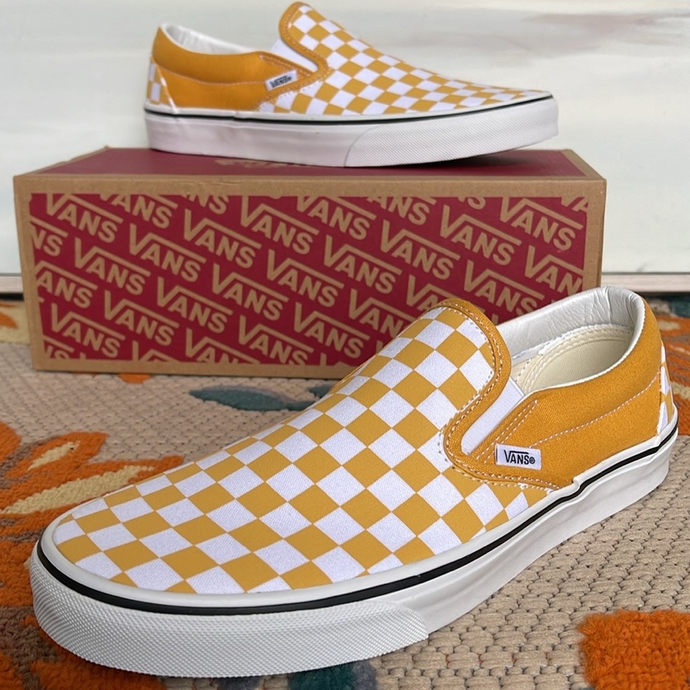 Vans Yellow and White Checkered Sneakers